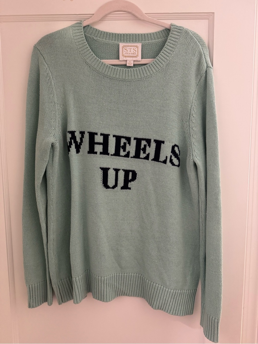 Sail to Sable Mint Green 'WHEELS UP' Crewneck Sweater